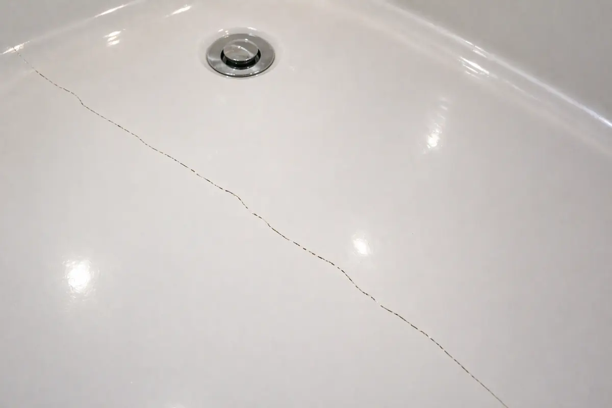 Fiberglass bathtub crack inspection before repair