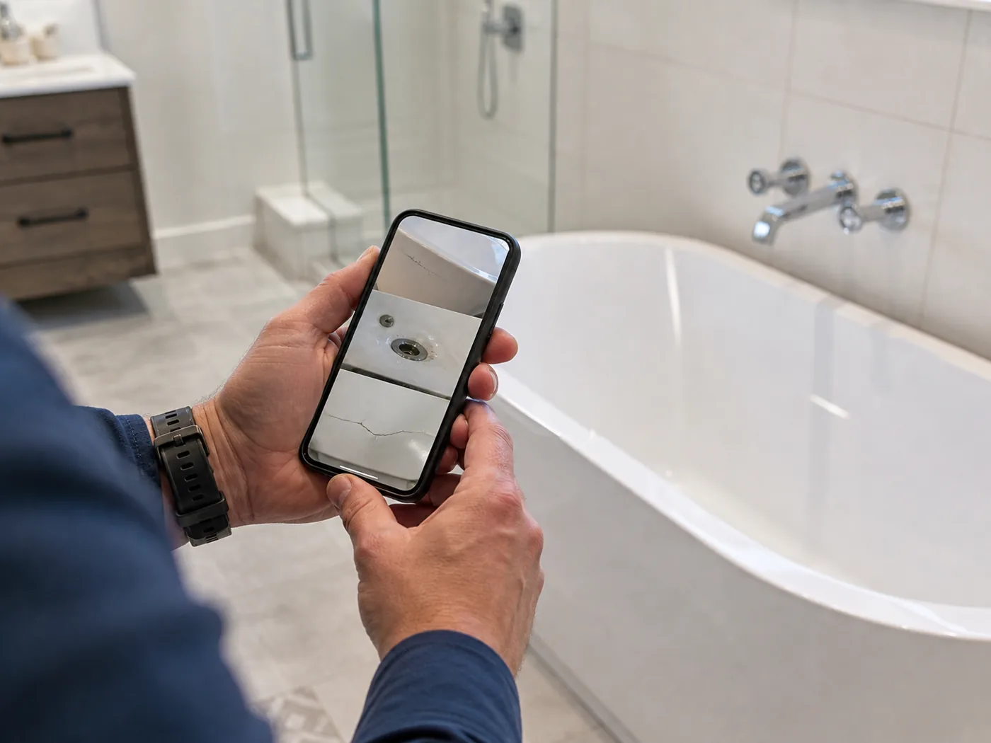Property manager bathtub repair photo estimate